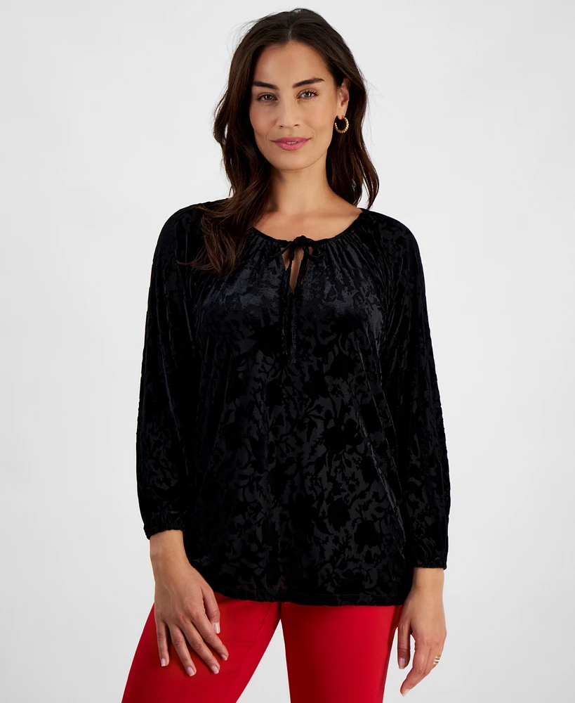 Jm Collection Petite Burnout Velvet Top, Created for Macy's