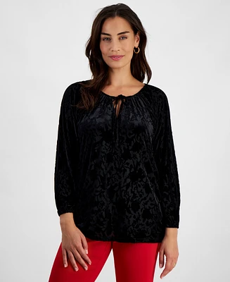 Jm Collection Petite Burnout Velvet Top, Created for Macy's