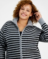 And Now This Trendy Plus Mock-Neck Zippered Sweater