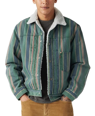 Levi's Men's Relaxed Fit Striped Fleece-Lined Trucker Jacket