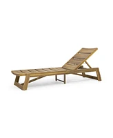 Streamdale Furniture Acacia Wood Chaise Lounge With Adjustable Seating