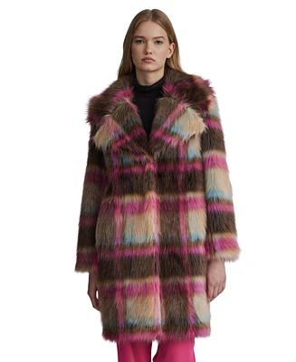 Nvlt Women's Faux Fur Patterned Luxurious Coat