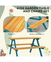 Streamdale Furniture Outdoor Kids Picnic Table Set with Wood Table and Benches for 4