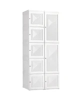 Streamdale Furniture Portable Wardrobe Closet with Cubes, Hanging Rod, and Magnet Doors