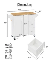 Streamdale Furniture Versatile Kitchen Island: Drop Leaf, Rolling Cart, Storage, White