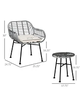 3-Piece Rattan Patio Set with Cushions