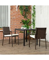 Streamdale Furniture 2-Piece Rattan Outdoor Dining Chairs with Cushions