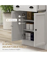 White Storage Cabinet with Adjustable Shelf and Cable Hole