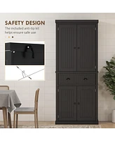 Freestanding Kitchen Pantry Cabinet with Drawer and Shelves