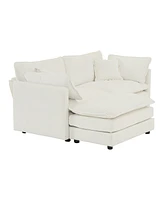 Streamdale Furniture 2-Seater Sectional Sofa with Ottoman in White Chenille