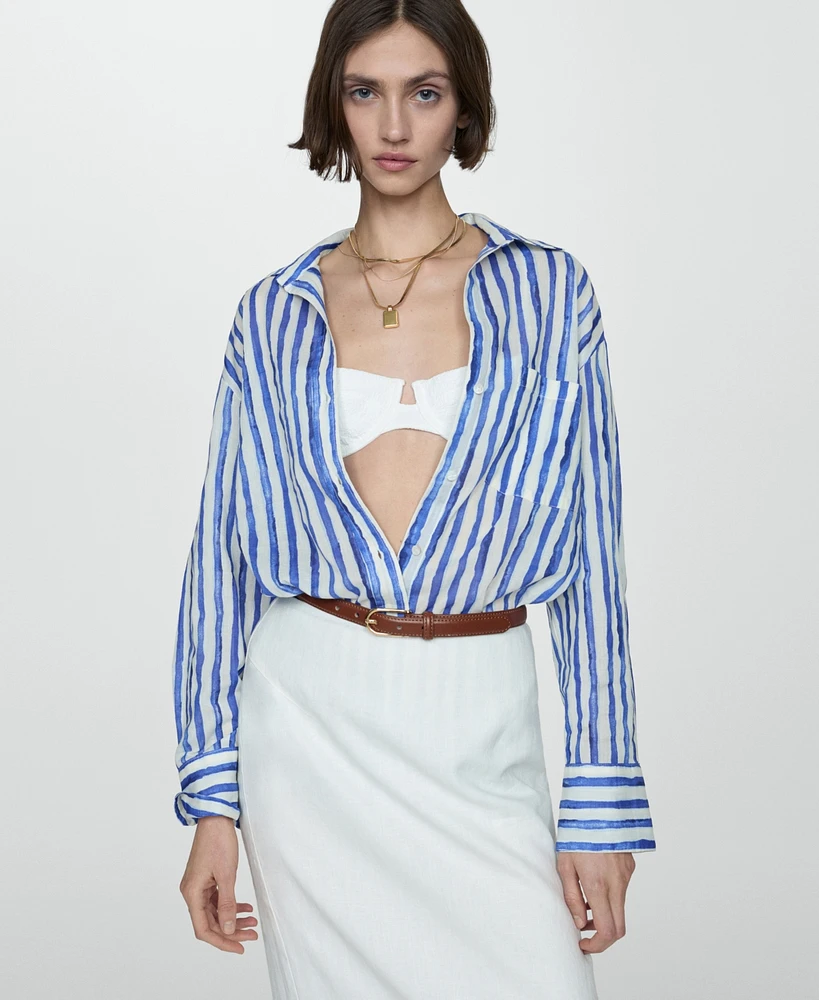 Mango Women's Cotton Striped Shirt