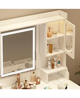Vanity Table with Mirror, Drawers & Shelves