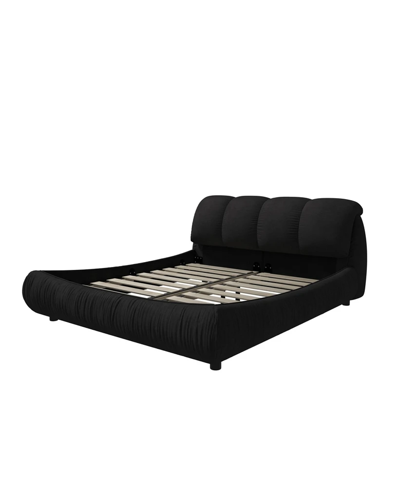 Streamdale Furniture Queen Upholstered Platform Bed with Padded Backrest
