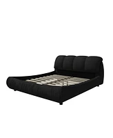 Simplie Fun Queen Upholstered Platform Bed with Padded Backrest