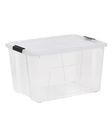 Iris Usa Iris Usa, 60 Quart Stack & Pull Plastic Storage Box with Buckles and Lid, Clear