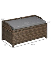 Streamdale Furniture Outdoor Rattan Storage Bench with Waterproof Bag and Cushion