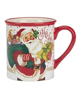 Certified International Santa's Retro Christmas Mugs, Set of 4