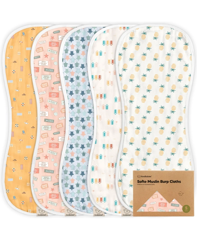 5pk Softe Muslin Burp Cloths for Baby Girls and Boys, Organic Burping Babies, Clothes