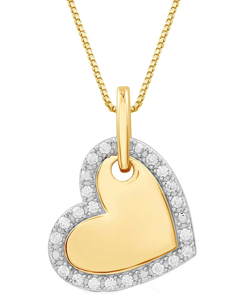 Marsala Diamond Heart 18" Pendant Necklace (1/4 ct. t.w.) in 14k Gold-Plated Sterling Silver