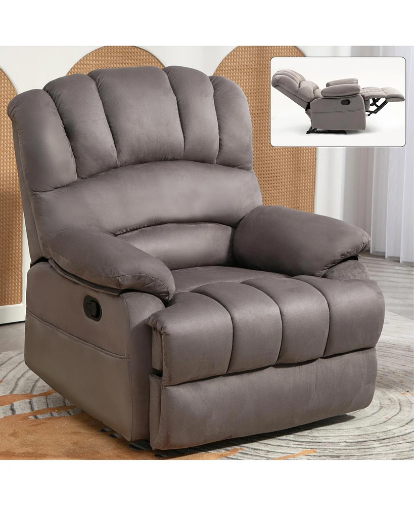 Simplie Fun Large Manual Recliner Chair in Fabric for Living Room, Grey