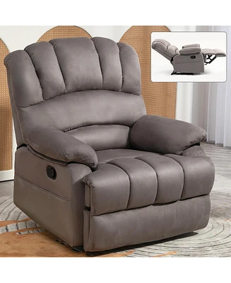 Streamdale Furniture Large Manual Recliner Chair in Fabric for Living Room, Grey