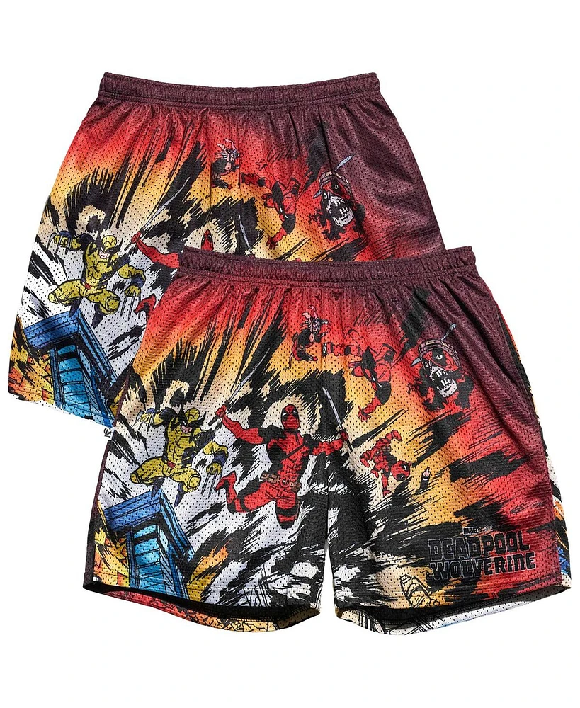 Chalk Line Men's Red Deadpool Wolverine Explosion Retro Shorts