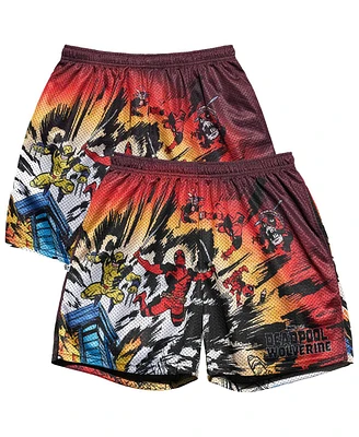 Chalk Line Men's Red Deadpool Wolverine Explosion Retro Shorts