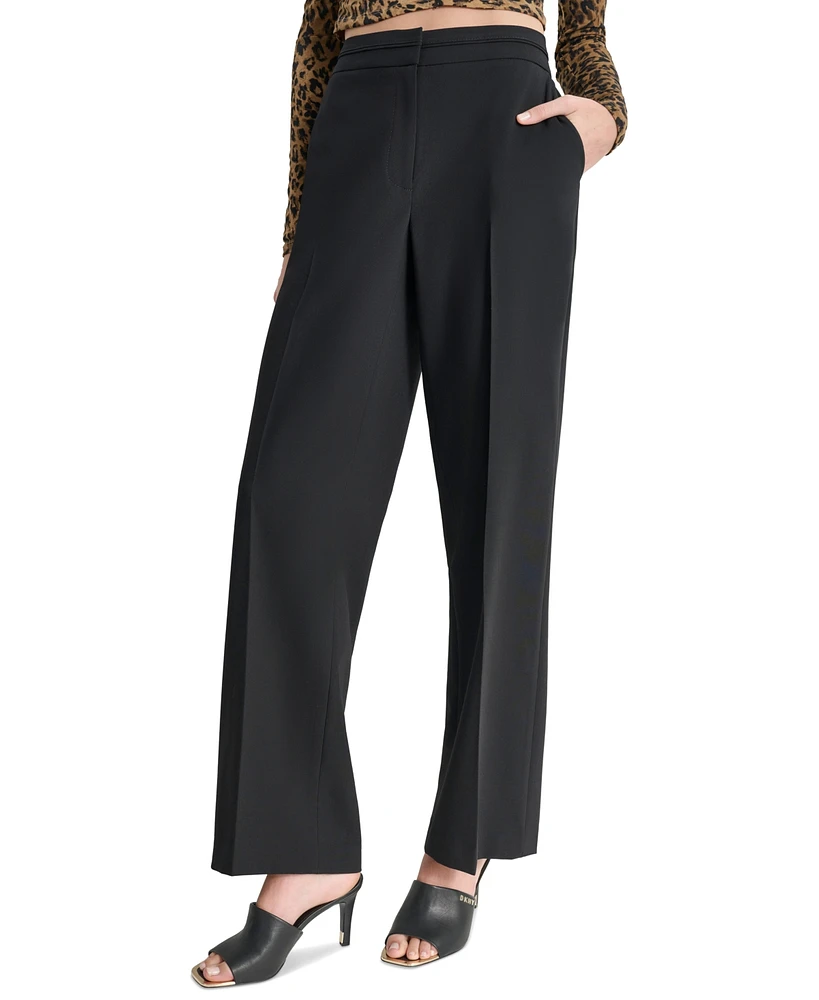 Dkny Petite Seamed Waistband Wide-Leg Pants