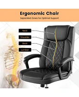 Vebreda High Back Ergonomic Executive Chair with Thick Headrest Cushion-Black