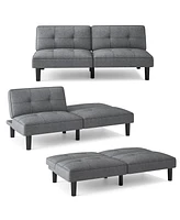 Sugift Convertible Folding Futon Sofa Bed with 6-Position Adjustable Backrest