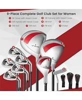 Vebreda Women's 9 Pieces Complete Golf Club Set-Red