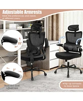 Vebreda Mesh Office Chair with Adaptive Lumbar Support Flip-up Armrests Reclining Backrest-Black