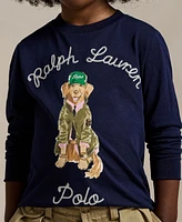 Polo Ralph Lauren Kid's Dog-Print Cotton Long-Sleeve T-shirt