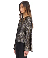 Michael Kors Women's Printed Pleated Bell-Sleeve Top