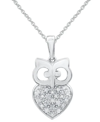 Diamond Owl 18" Pendant Necklace (1/10 ct. t.w.) in Sterling Silver