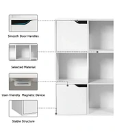 Skonyon Free Standing 9 Cube Storage Wood Divider Bookcase for Home and Office-White