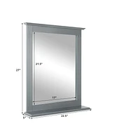 Sugift Wall-Mounted Multipurpose Vanity Mirror with Shelf-White