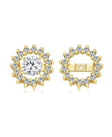 Bling Jewelry Cubic Zirconia Cz Halo Earrings Jacket For Studs For Women Gold Plated Sterling Silver (Earrings Not Included) - Gold