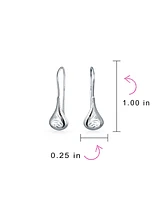 Bling Jewelry Carved Etched Puffed Pear Shaped Rain Drop Teardrop Earrings Fishhook Sterling Silver 1 Inch