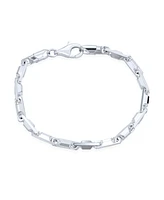 Bling Jewelry Mens 4.5MM Solid Heavy Sterling Silver 6 Sided Bar Forzata Chain Link Bracelet 8 Inch