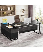 Tribesigns L Shaped Computer Desk with Cabinet, Large Executive Office Storage Shelves, 67” Modern Business Furniture Set Workstation