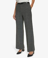 Clavin Klein Petite High-Rise Belted Wide-Leg Pants