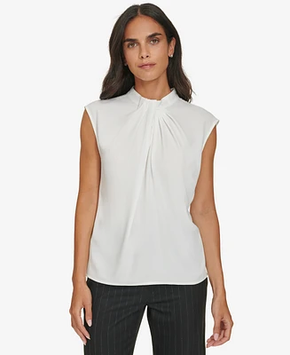 Calvin Klein Petite Gathered-Neck Sleeveless Top