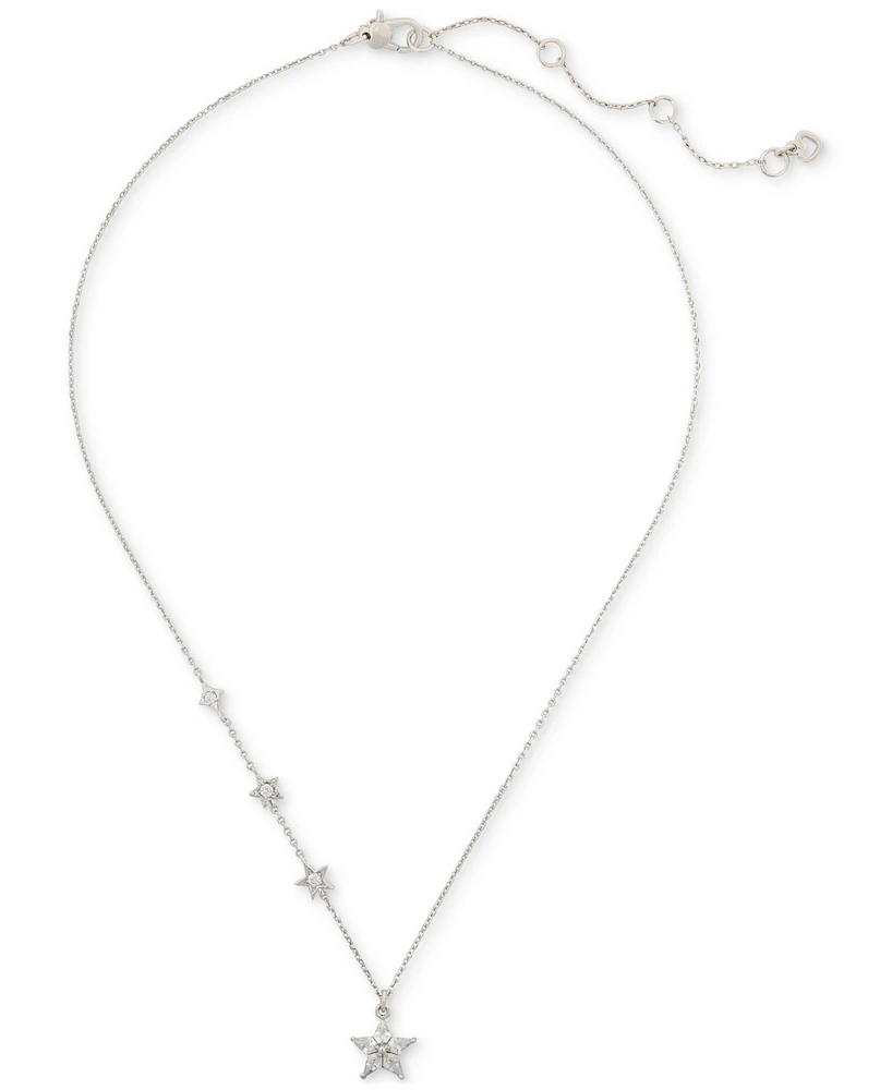 Kate Spade New York Silver-Tone Cubic Zirconia Multi Star Pendant Necklace, 16" + 3" extender