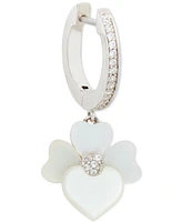 Kate Spade New York Silver-Tone Pave & Mother-of-Pearl Flower Charm Hoop Earrings