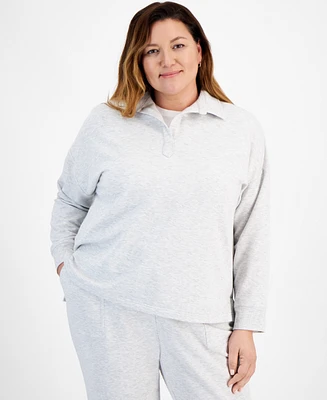 Style & Co Plus Johnny-Collar Long-Sleeve Top, Created for Macy's