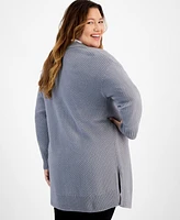 Style & Co Plus Turbo-Stitch Open-Front Cardigan, Created for Macy's