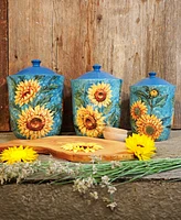 Certified International Golden Sunflowers Set of 3 Canisters