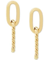 Polished & Twisted Paperclip Link Drop Earrings in 14k Gold