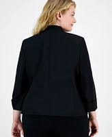 Kasper Plus 3/4-Sleeve Collarless Blazer
